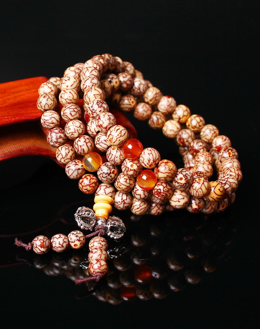 天然小银线菩提手串6mm