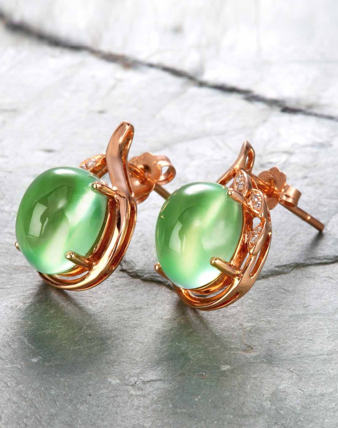 18k金葡萄石钻石耳环