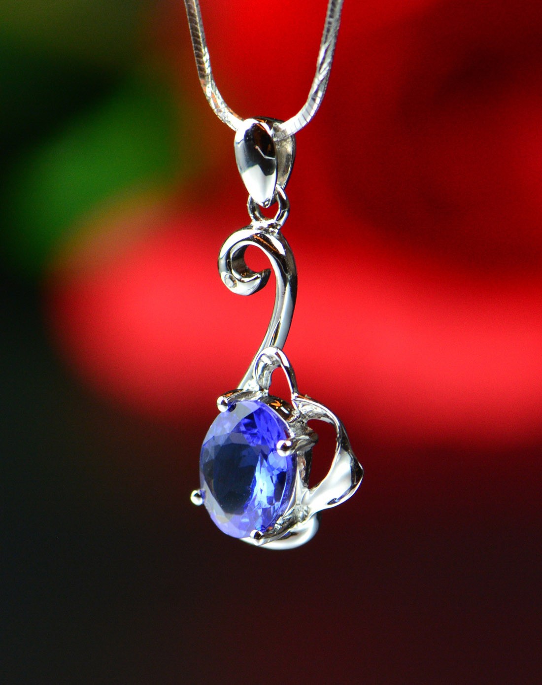 卓思华dreamswan珠宝专场-18k金镶坦桑石钻石吊坠