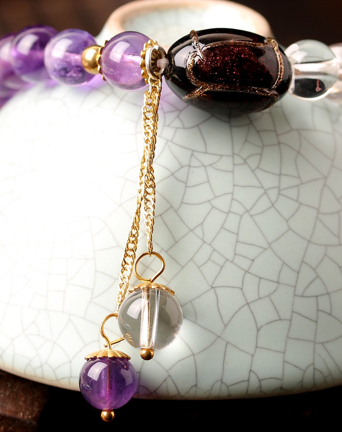 轩窗花颜3a级天然白水晶琉璃手链