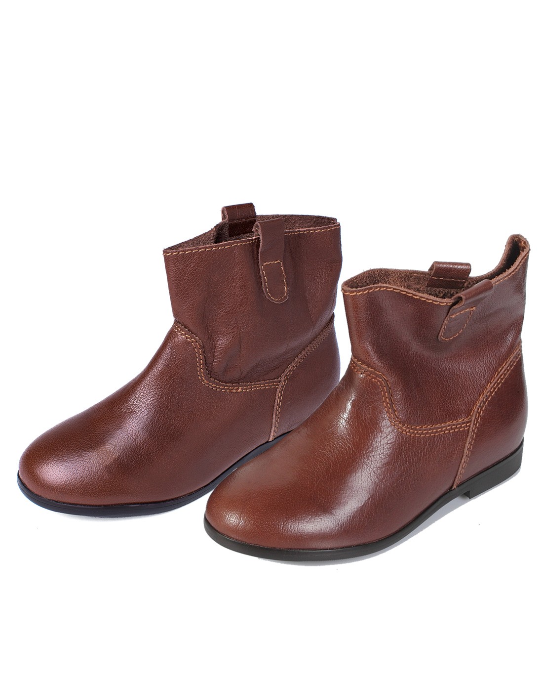 天然棕色小牛皮半腰马靴