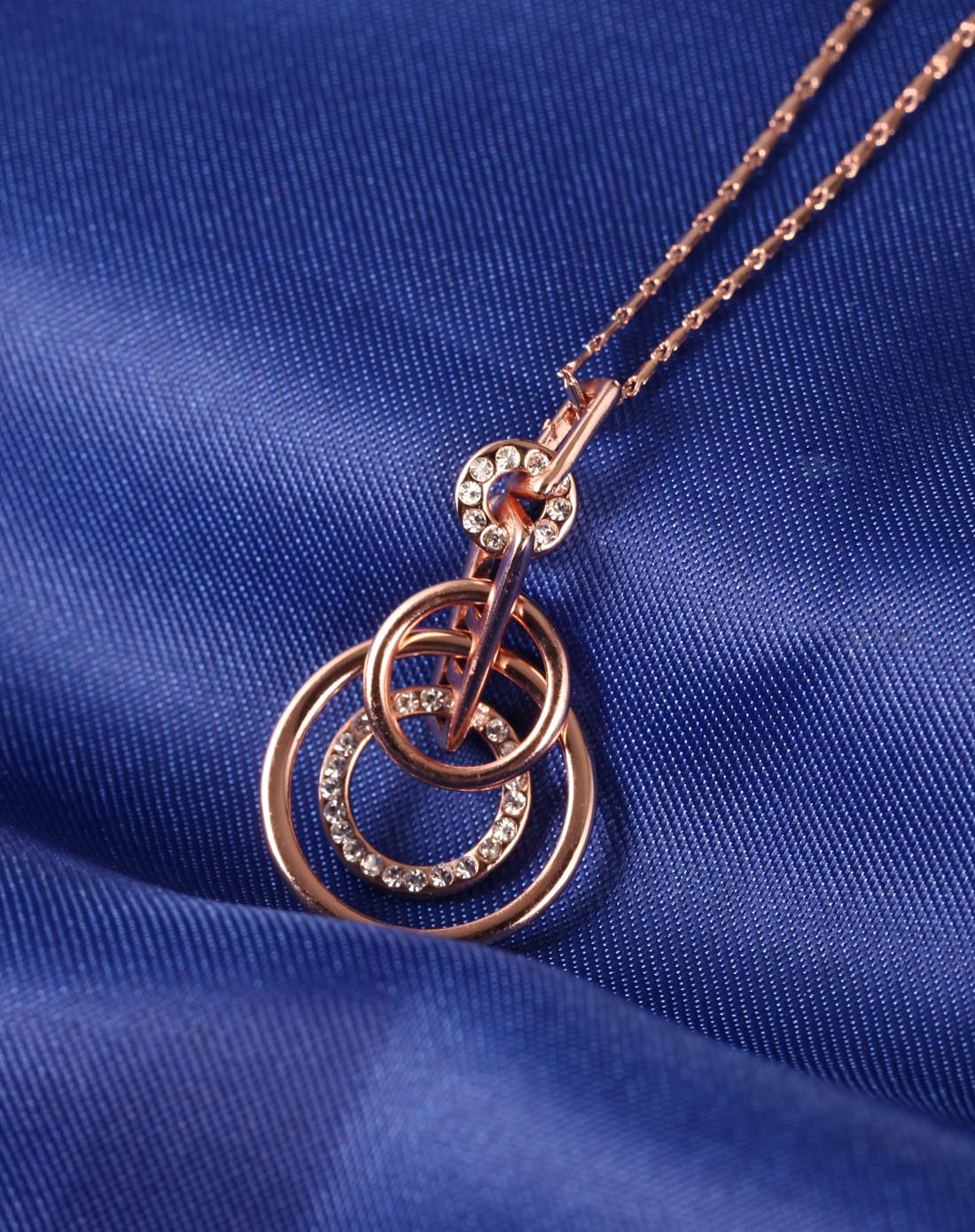 芭比派对系列简约时尚同心环玫瑰金项链