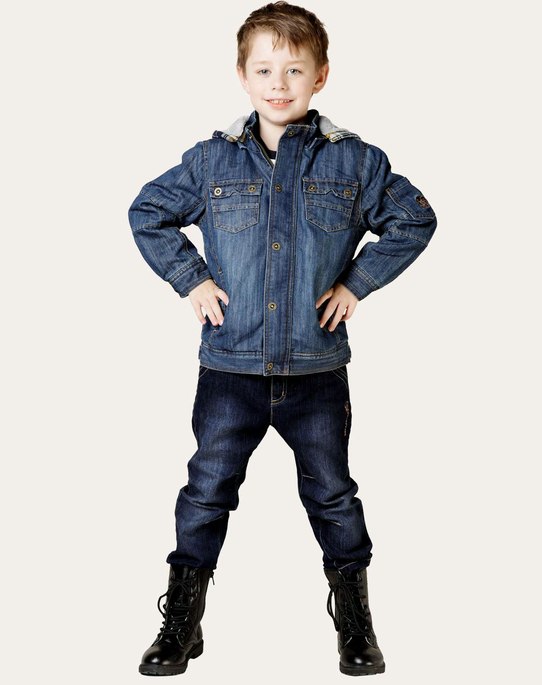 男童深蓝牛男童时尚瘦身牛仔裤