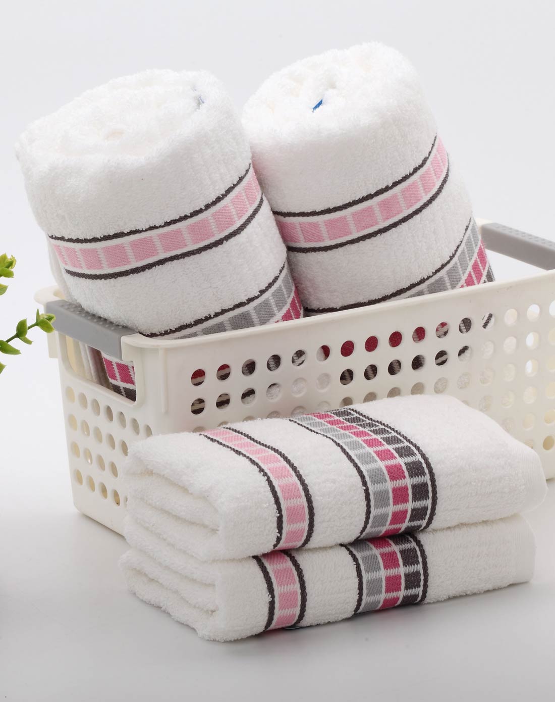 印度长绒棉素色多臂浴巾1条,毛巾1条(白)