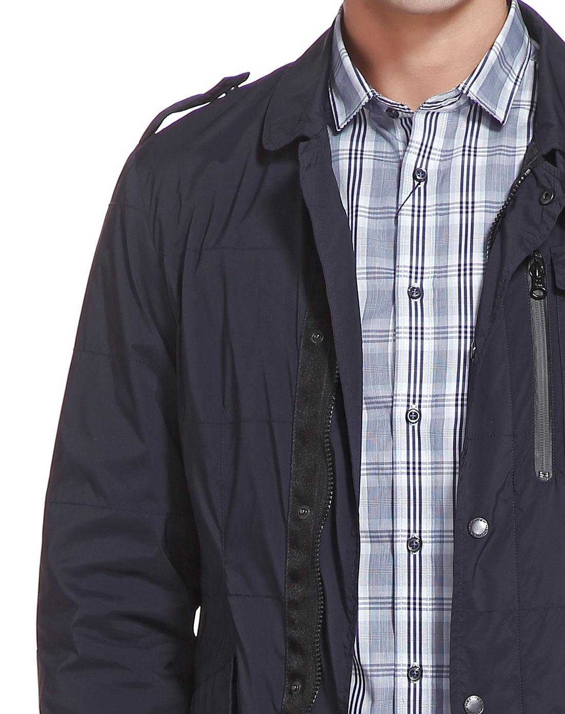 丹尼爱特daniel hechter男装专场 深蓝色简约休闲长袖夹克