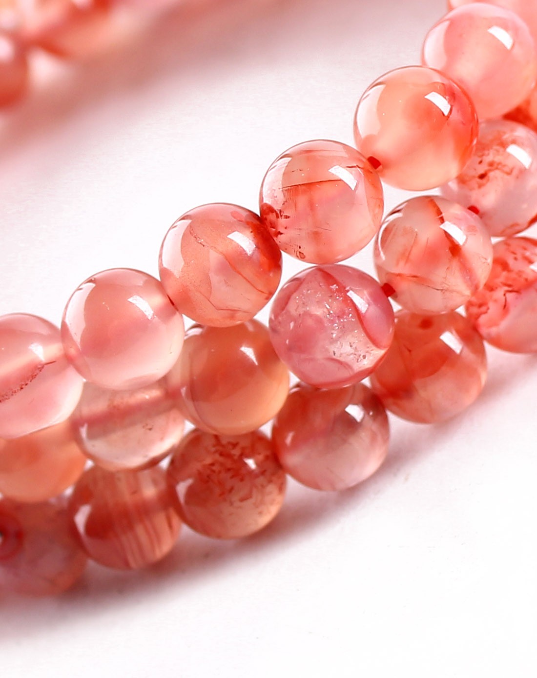 天然水红南红玛瑙串珠手串8mm 附证书