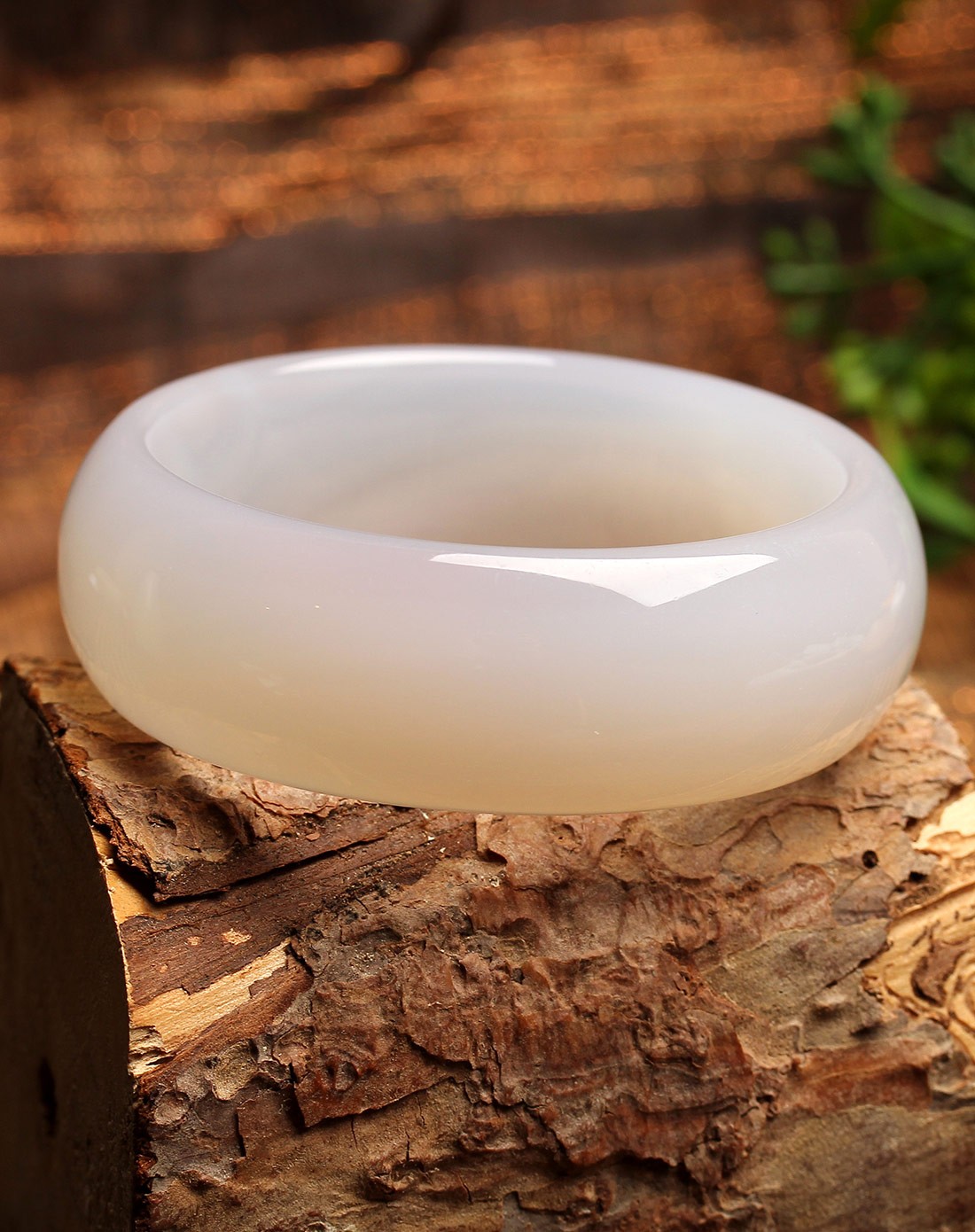 3a级巴西白玉髓手镯厚壁附证书