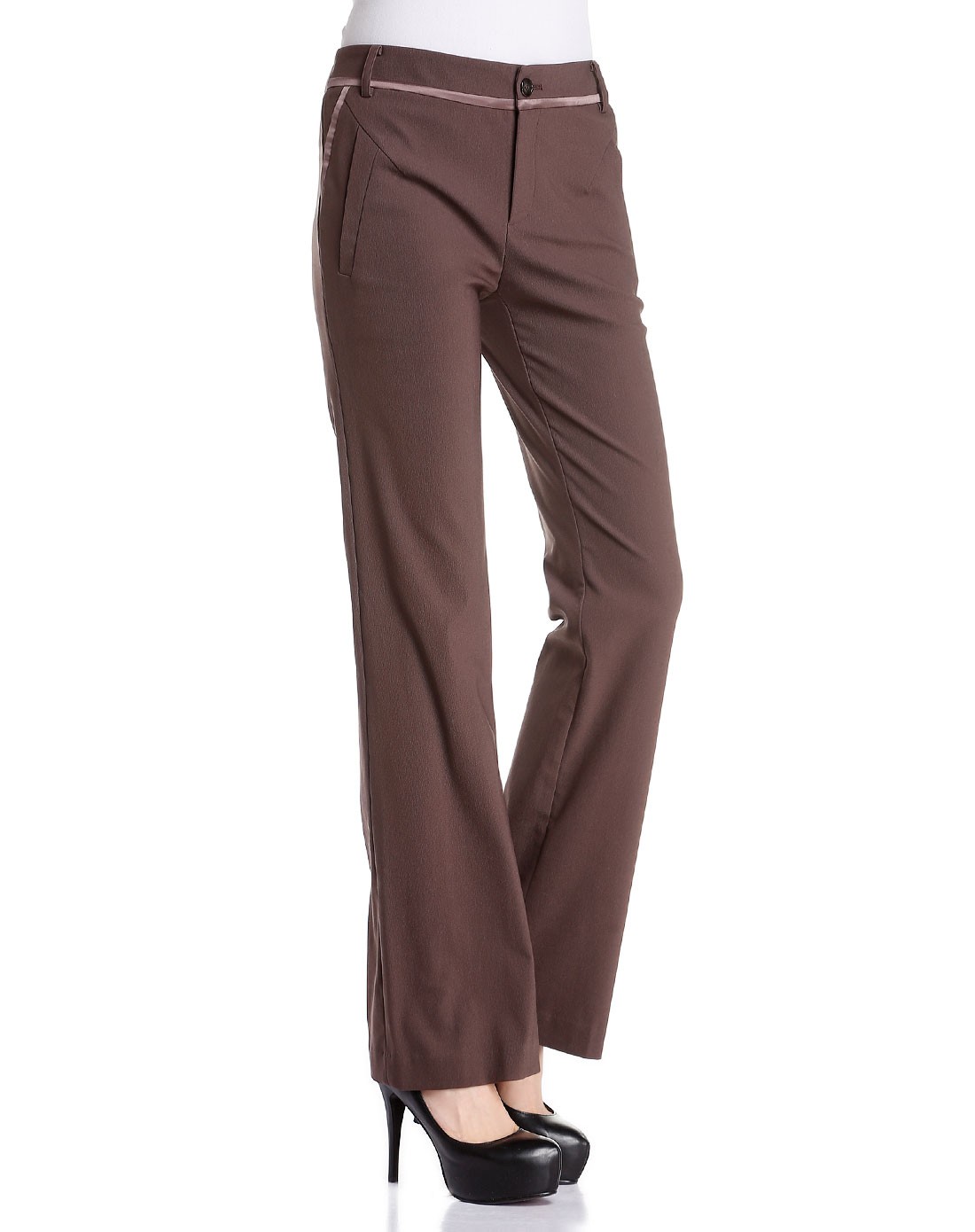 灰咖啡色简约休闲双袋长裤