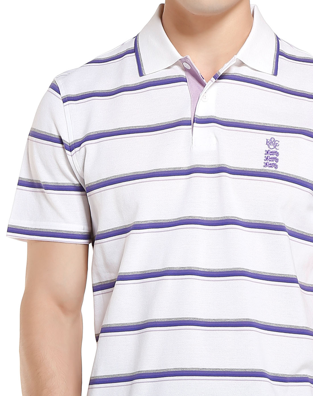 肯迪文kent&curwen米白/紫色条纹休闲短袖polo衫k27h9k034190_唯品会