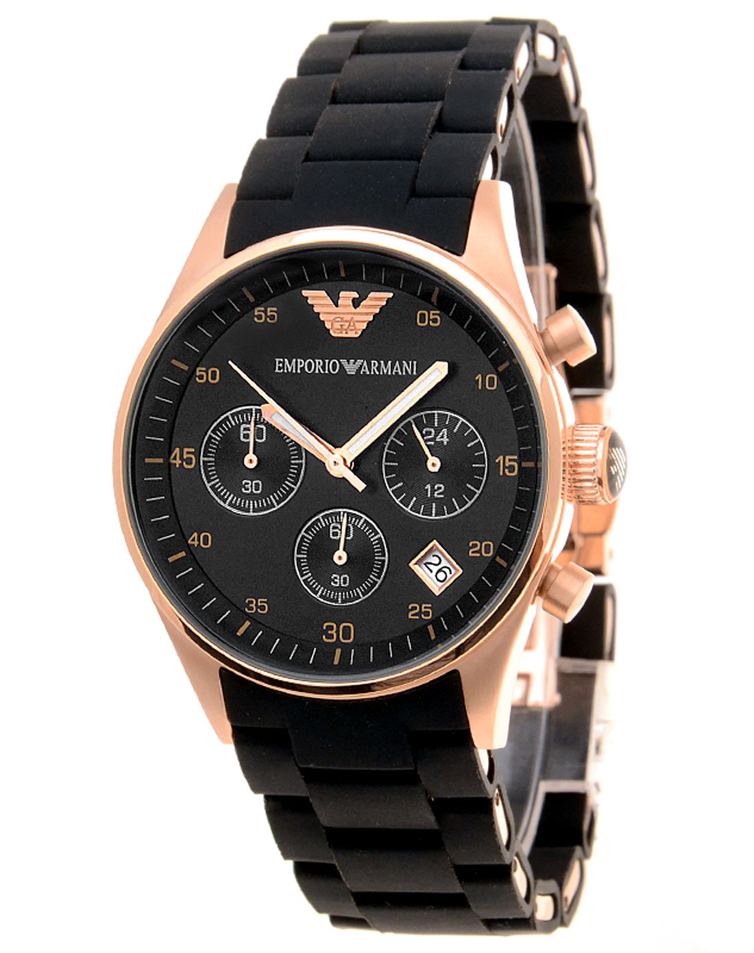 阿玛尼emporio armani-手表-女款黑色经典时尚三眼石英腕表