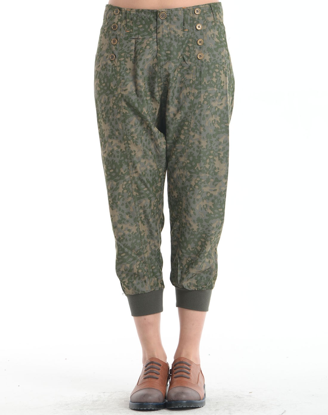中绿迷彩七分低裆裤