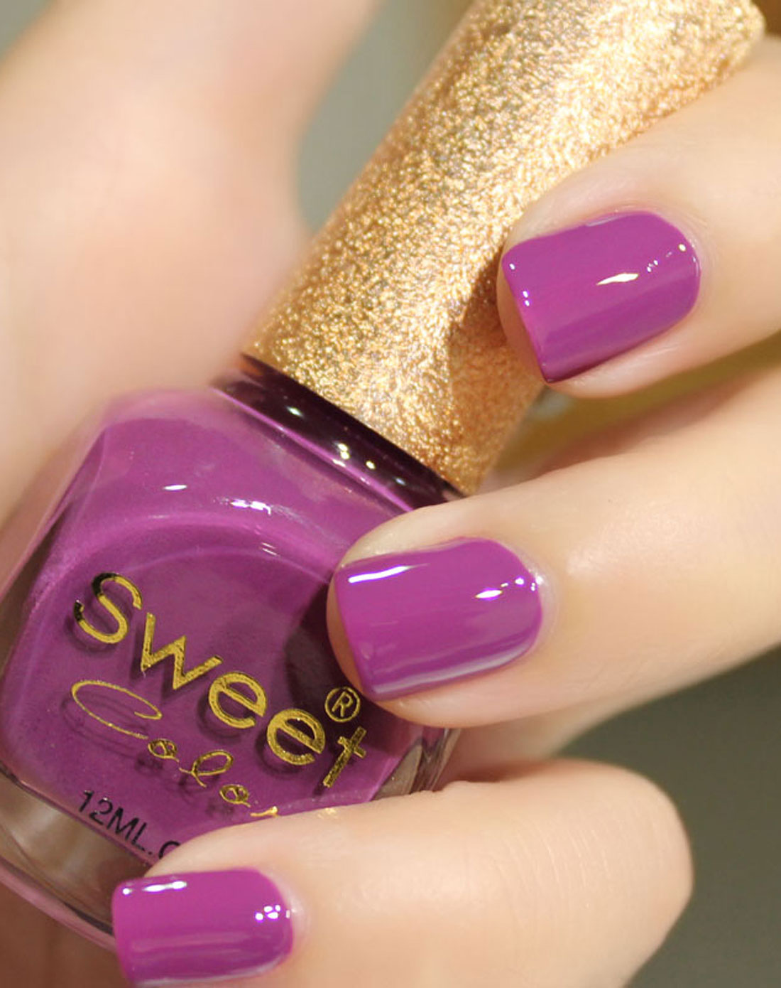 sweet color指甲油专场-紫玫色漆光实色系列指甲油 12ml