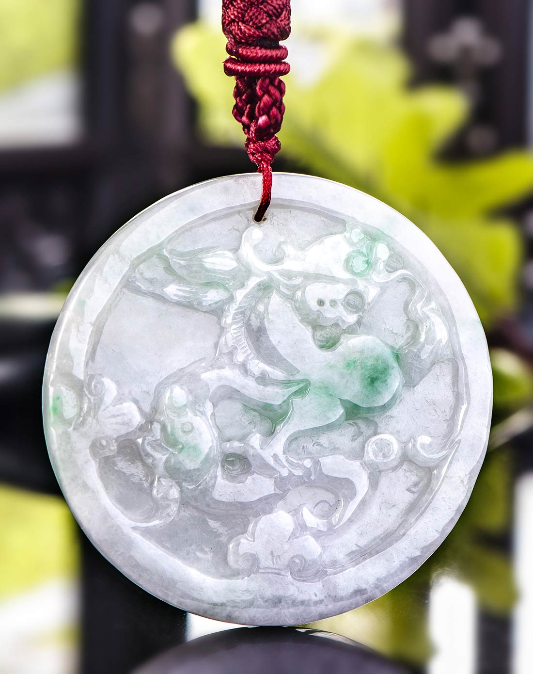 俏色雕刻飘翠龙牌 天然a货翡翠挂件(附国检证书)