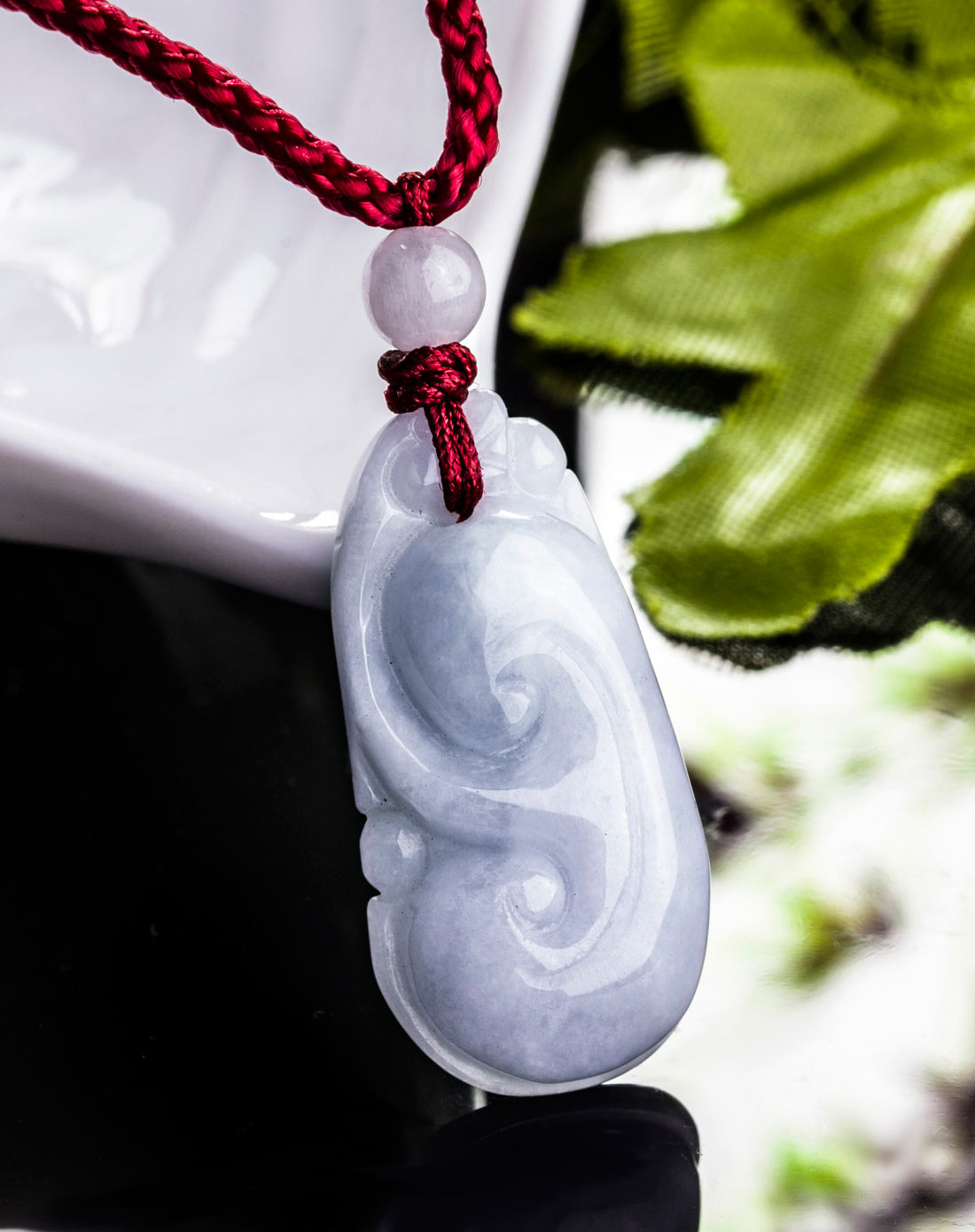 浅紫糯种小如意 天然a货翡翠挂件(附国检证书)