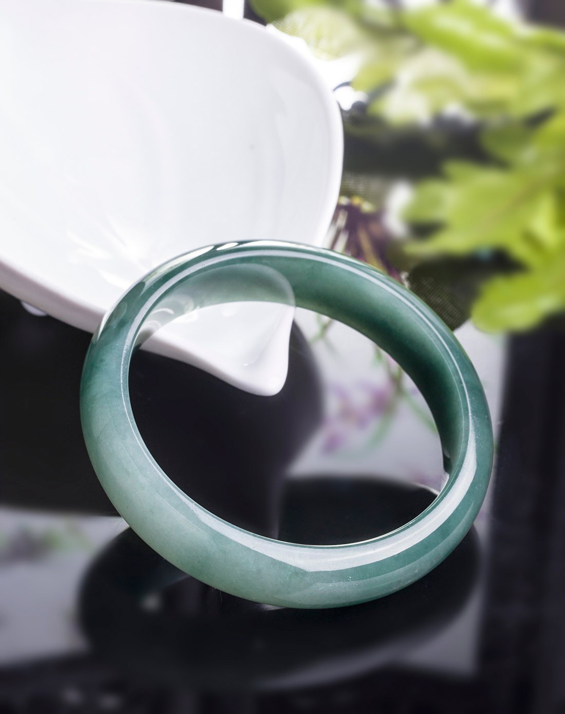 冰糯油青圆形手镯 天然a货翡翠(附国检证书)