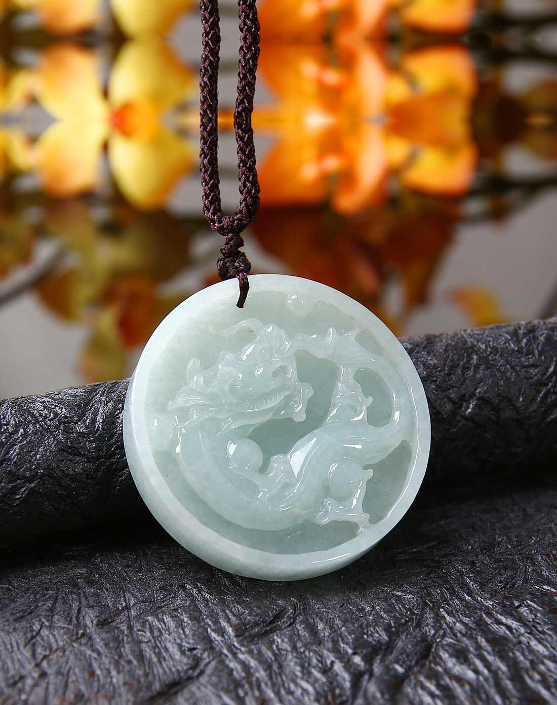 天然翡翠a货冰种绿底一世龙门龙玉牌牌(国家权威认证)