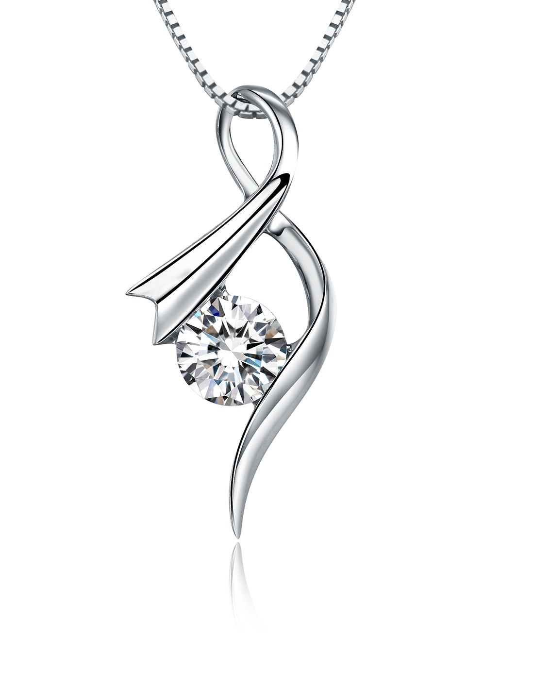 珂兰钻石珠宝专场-18k白金经典丝带造型钻石吊坠