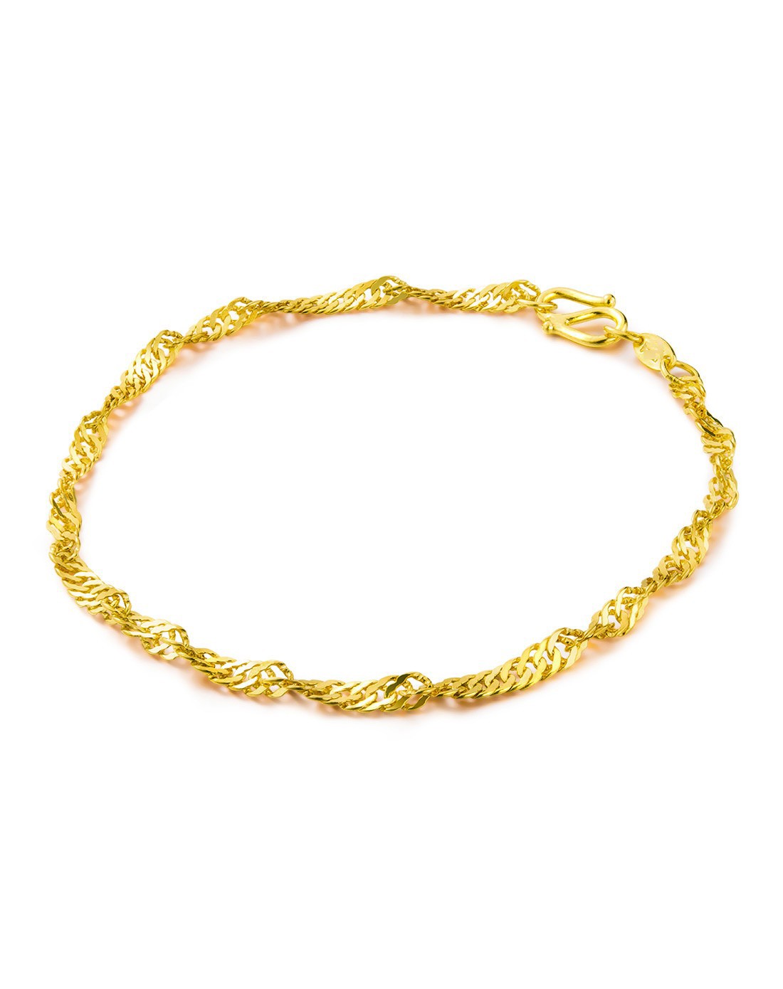 萃华cui hua珠宝专场-足金黄金手链 水波纹手链(2.43克)