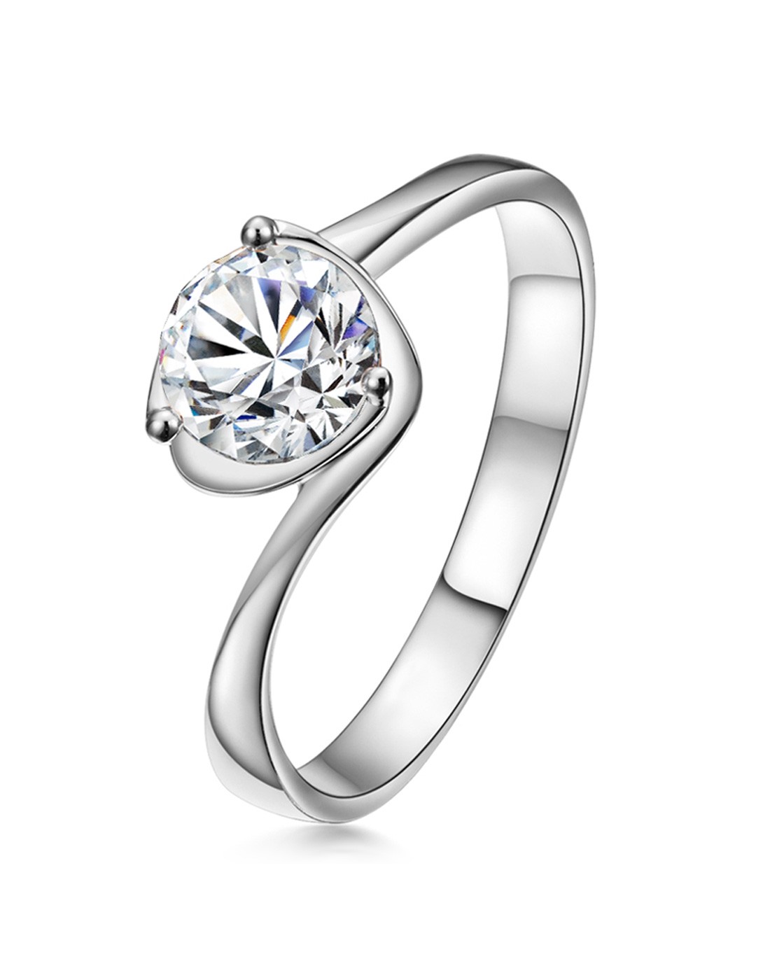 钻宝源 18k金1克拉ij白色钻石女戒