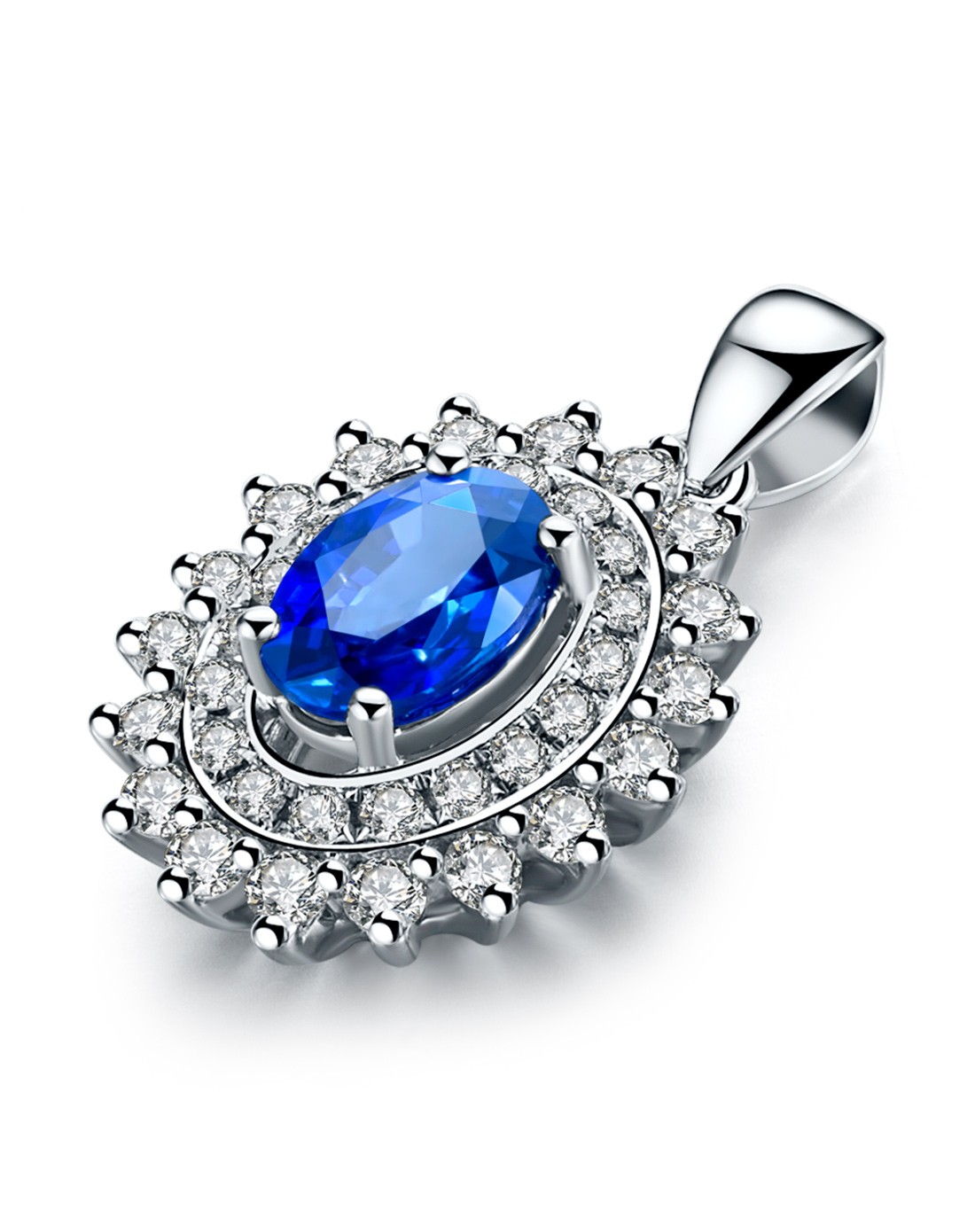 黛慕妮 18k金蓝宝石吊坠-莲花款