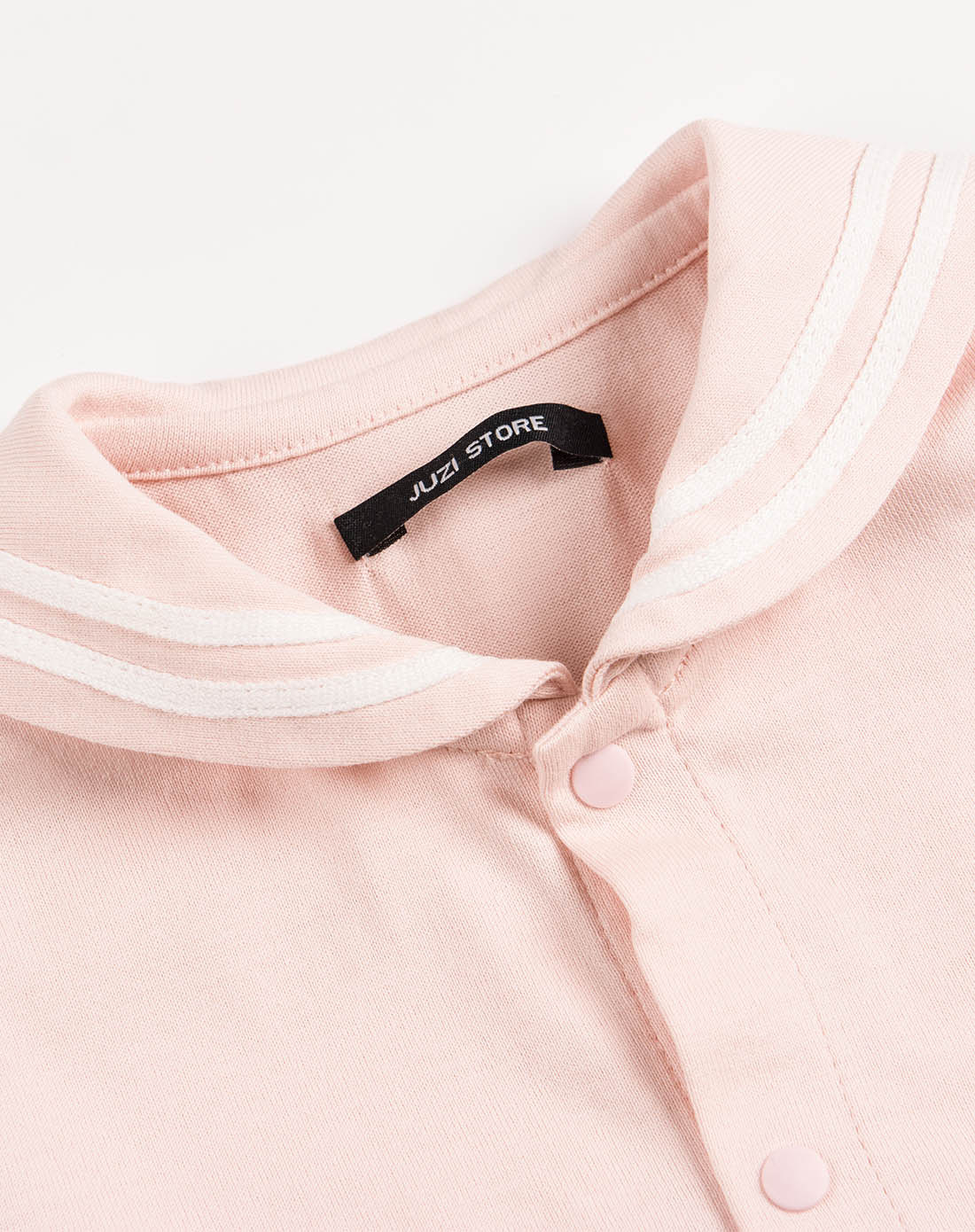 中性玫瑰水粉精梳棉海军领衬衫