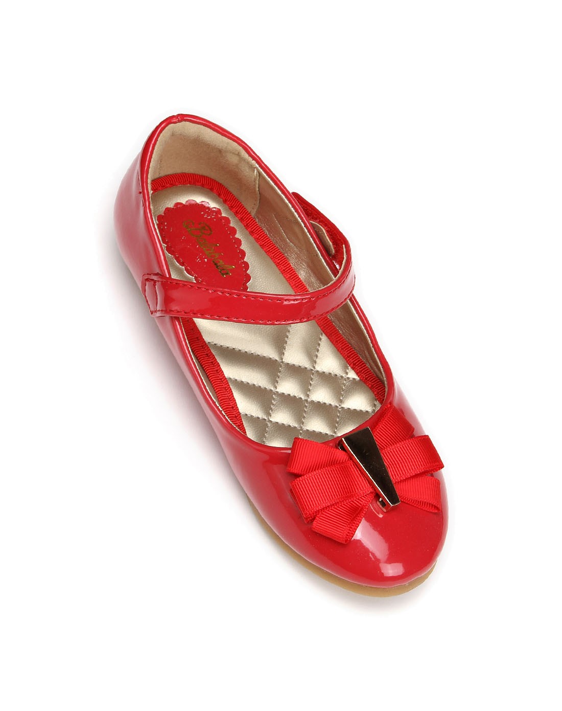 女童红色蝴蝶花甜美公主鞋