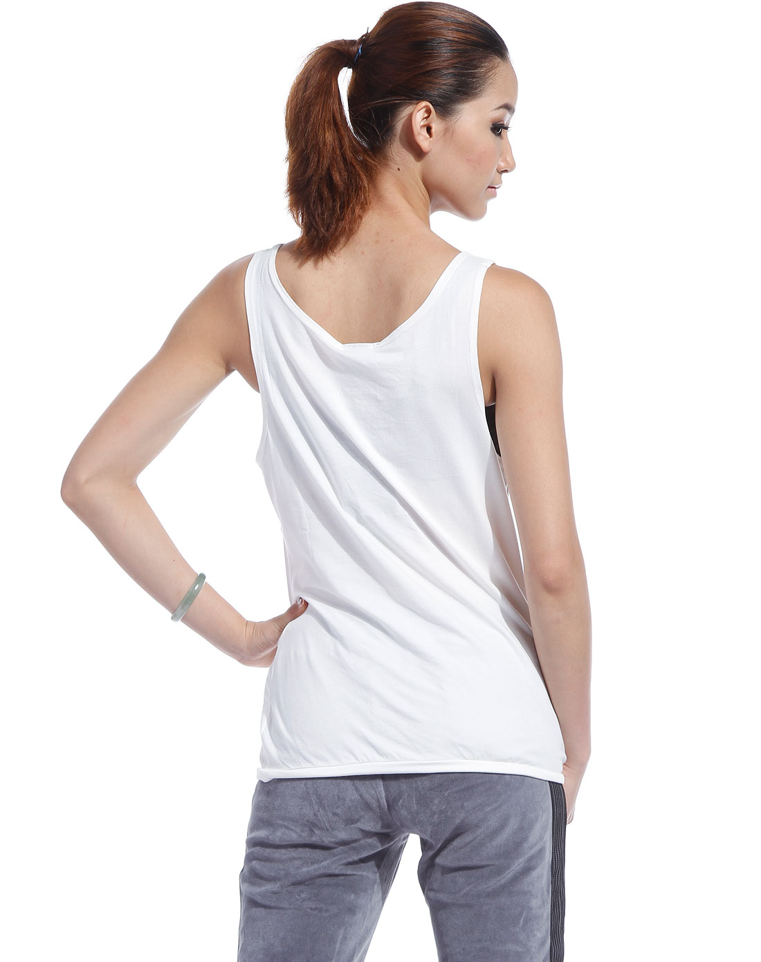 李宁li-ning 女款白色印字母圆领背心