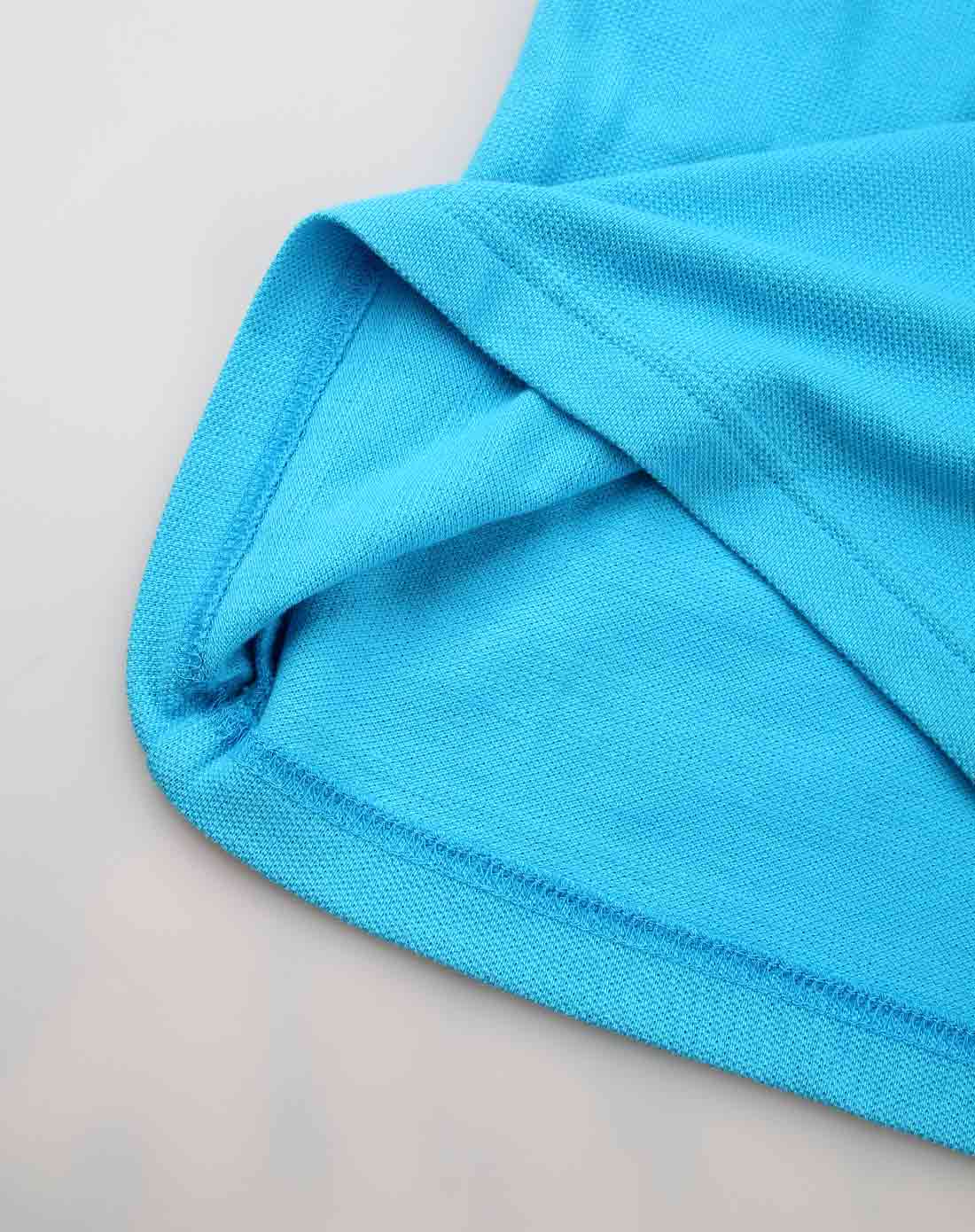 叮当猫之r100系列 女童清水蓝短袖翻领针织衫