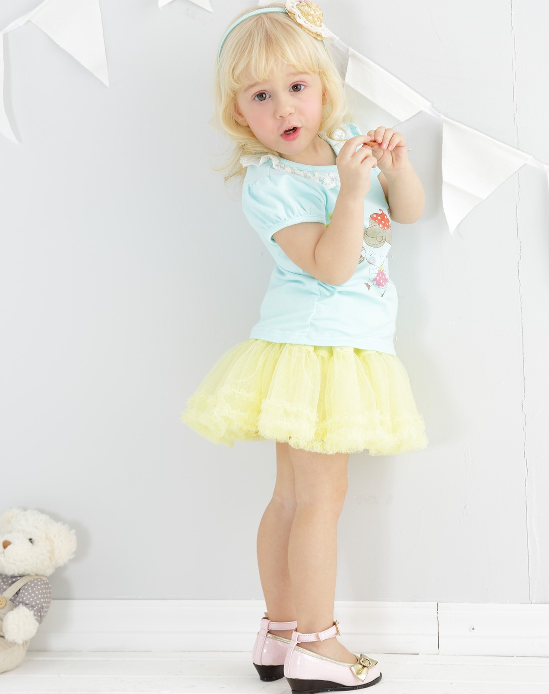 女宝宝薄荷绿可爱t恤