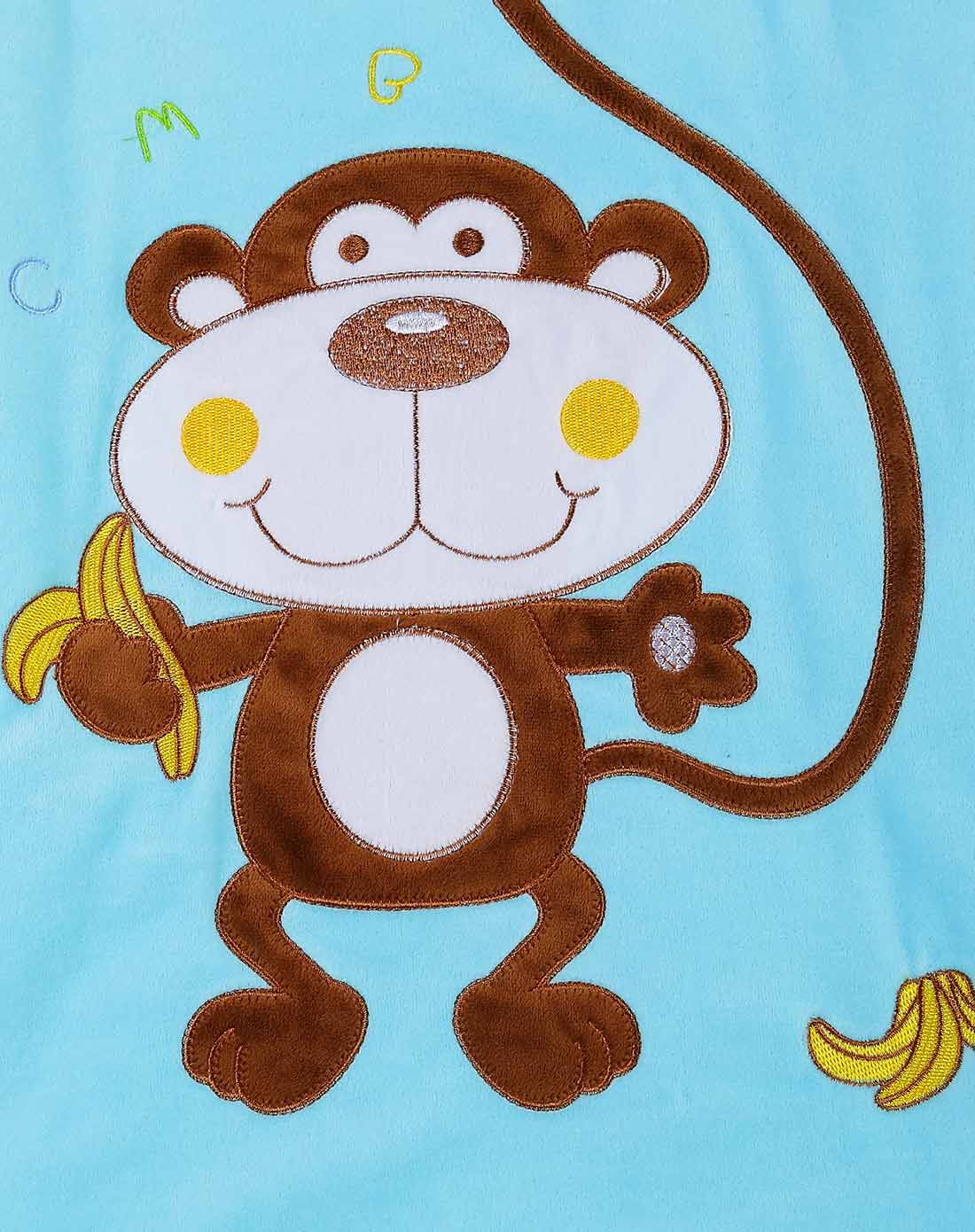 中性水蓝夹棉加厚可脱袖两用长尾猴背心睡袋