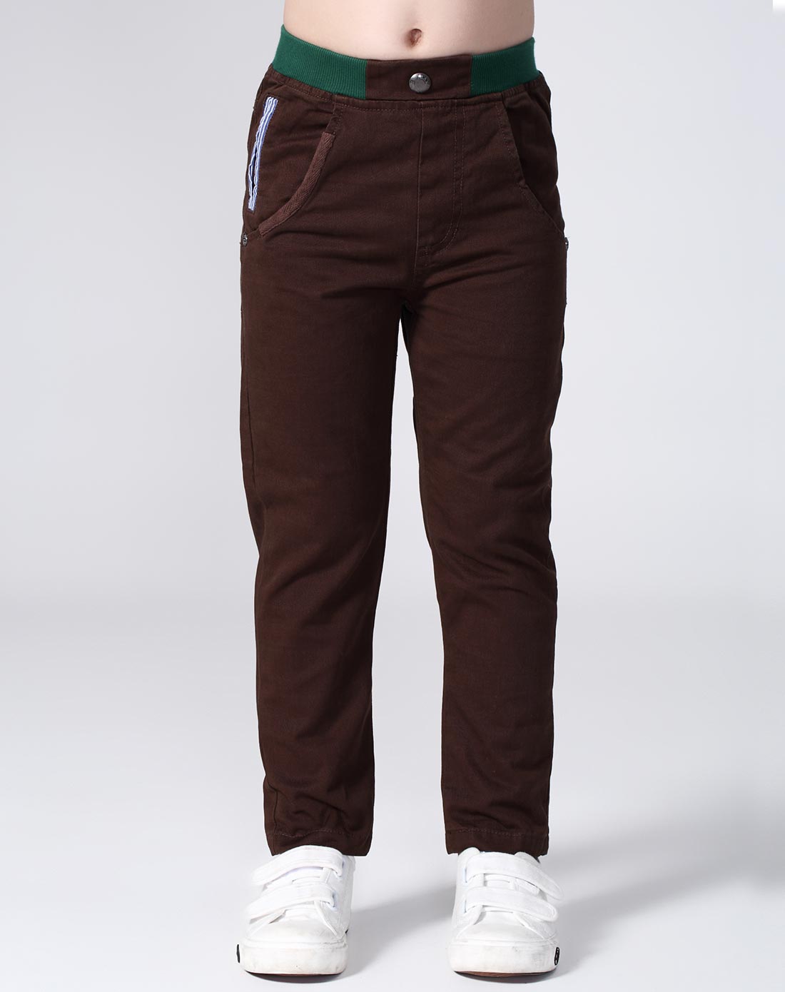 男童咖啡休闲棉布长裤