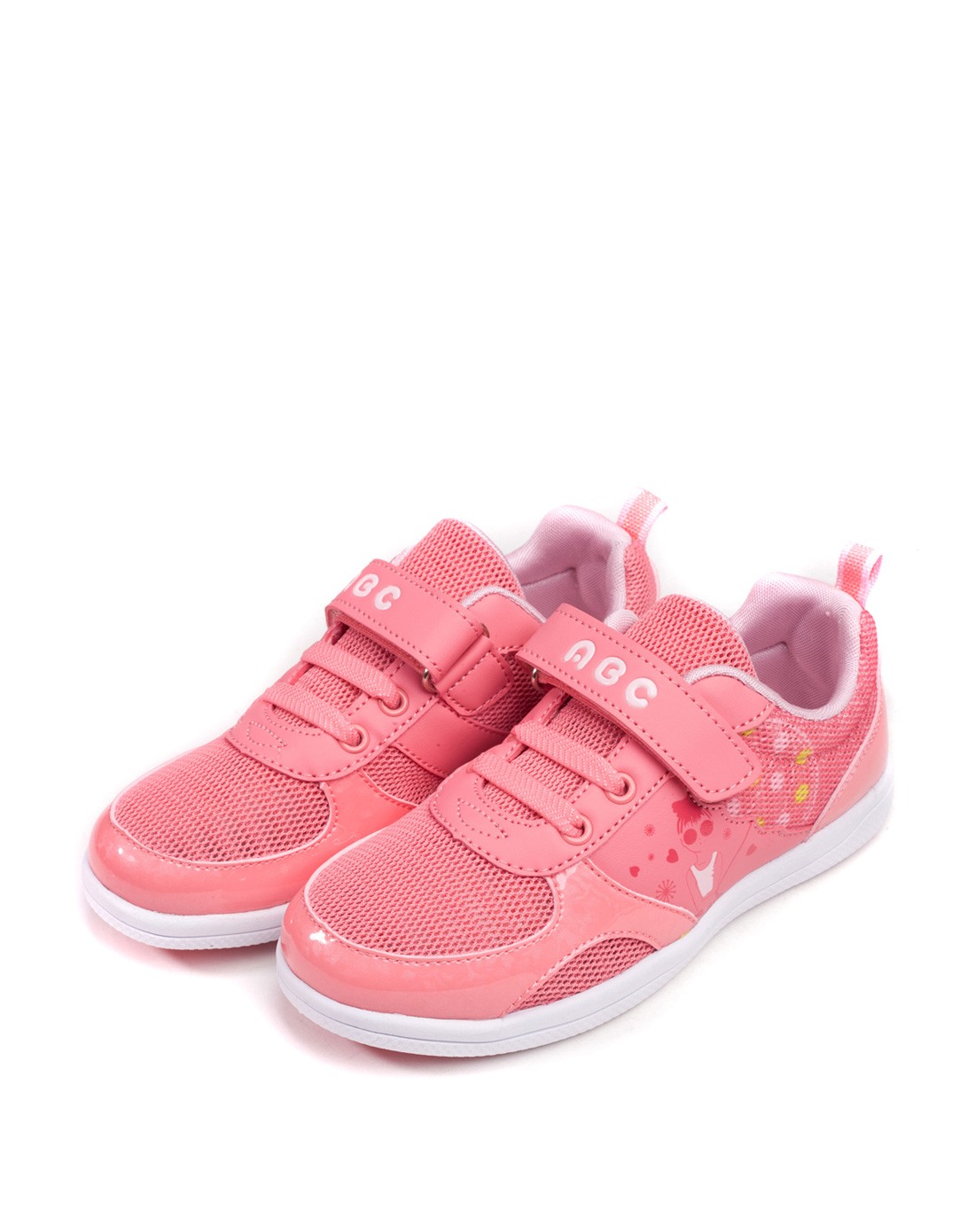 abckids男女童鞋混合专场-女中童草莓粉/粉红单网鞋
