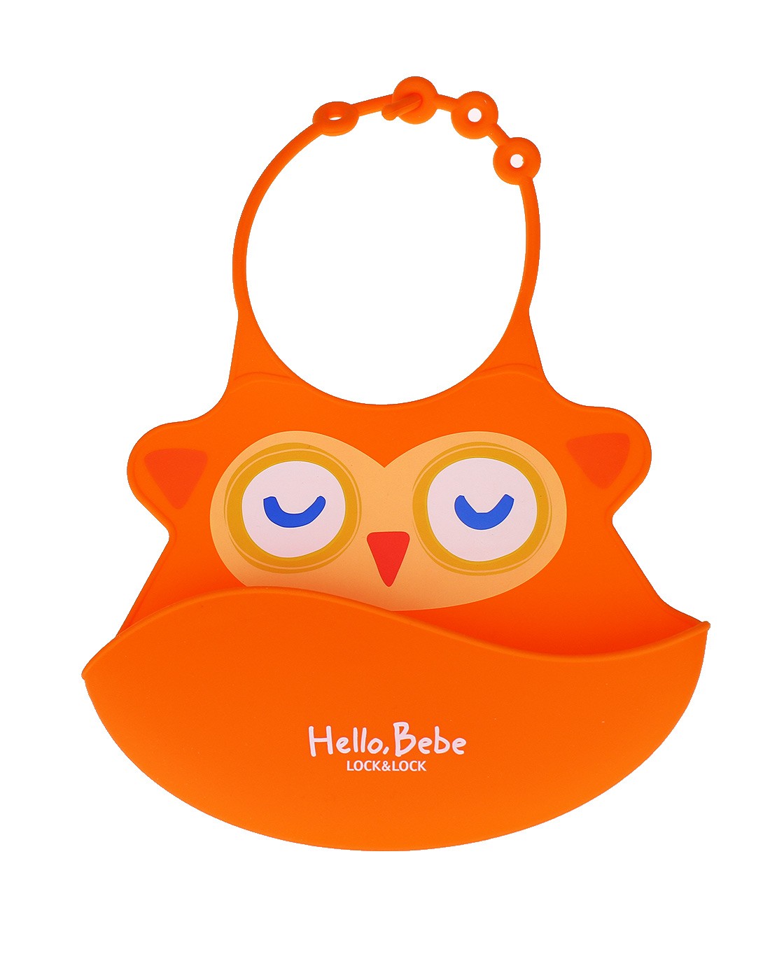 乐扣乐扣hello bebe可爱卡通硅胶围兜(绿色/橙色随机发送)