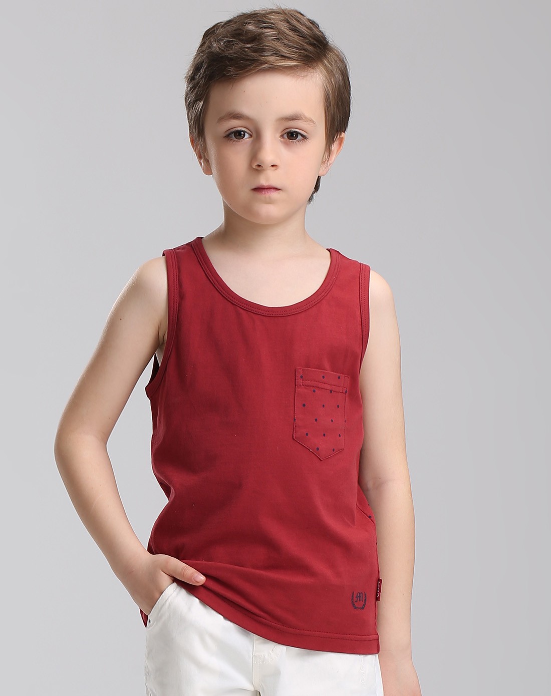 男童暗红针织背心