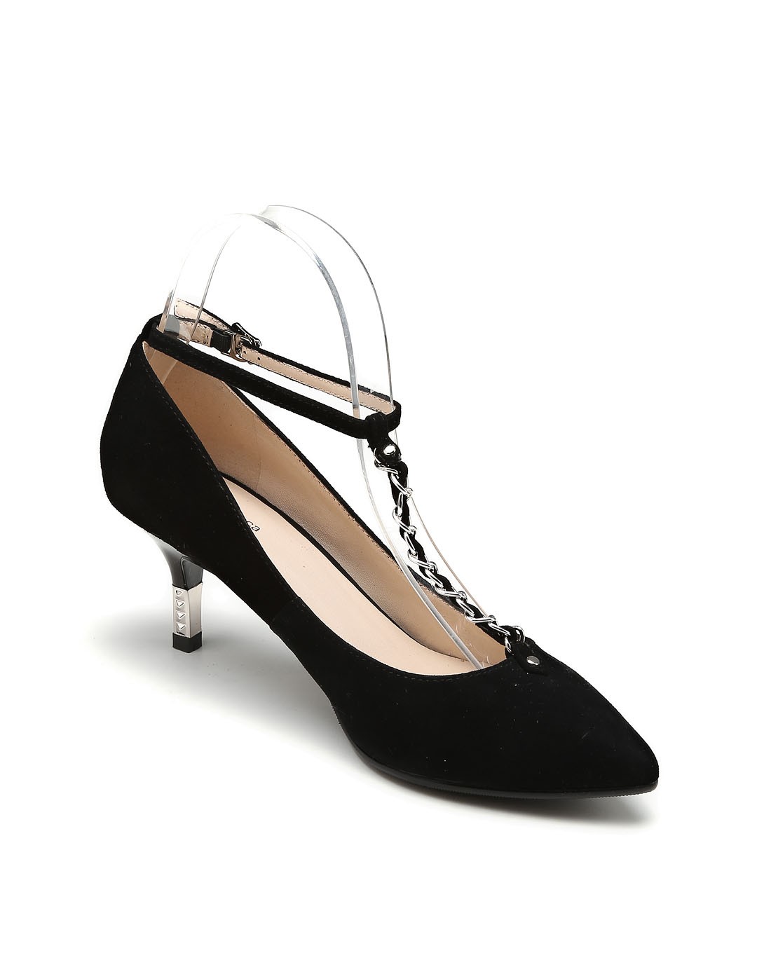 pura bianca 黑色简约时尚束带高跟鞋