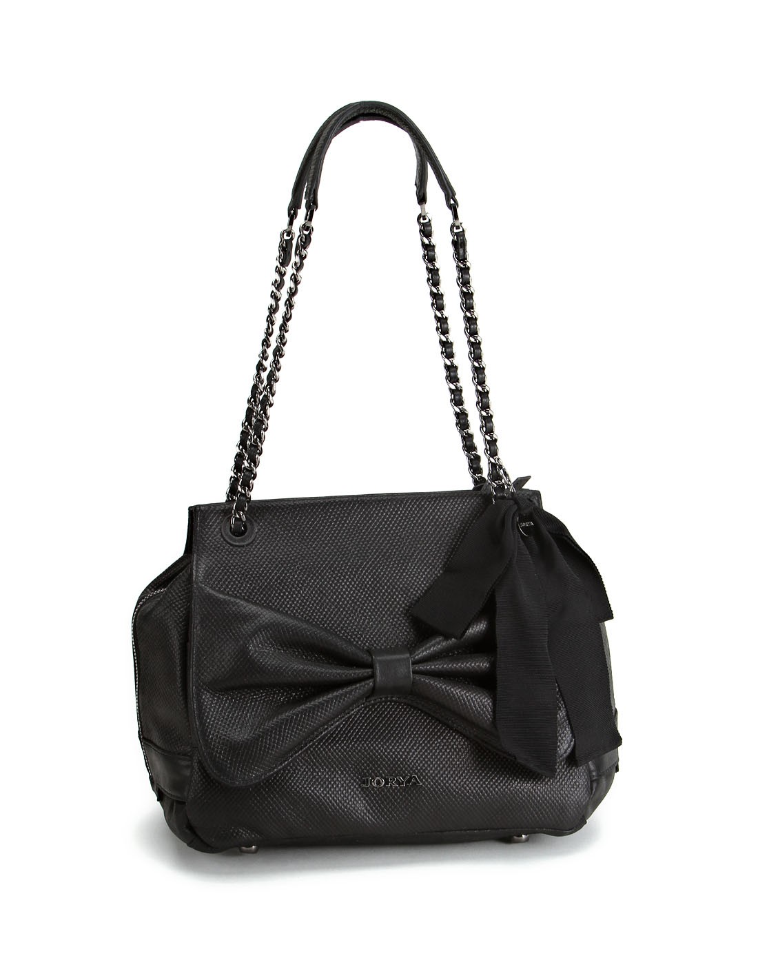 jorya黑色淑女蝴蝶结手提包