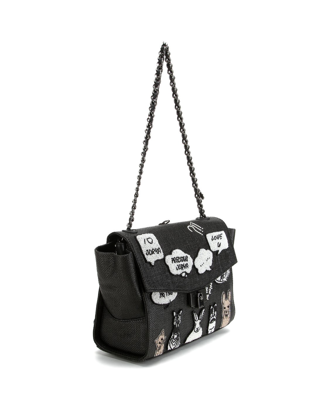 jorya黑色个性烫珠两用包