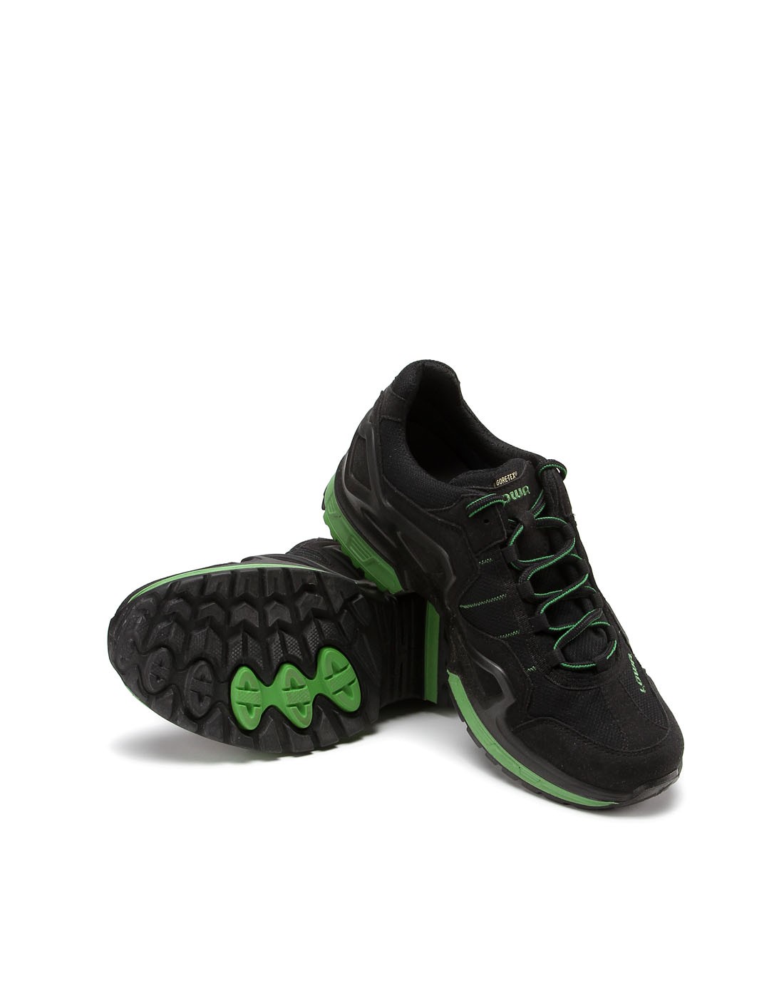 lowa 防水透气 男款黑配绿色越野跑鞋 户外运动