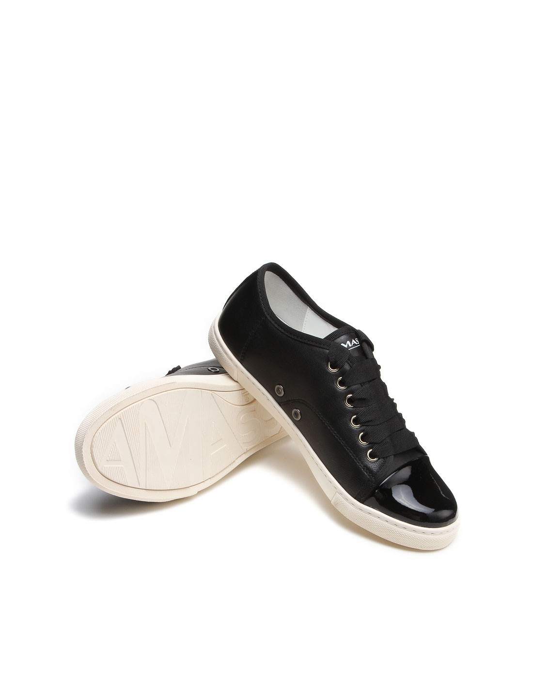 阿玛施amass黑色经典个性系带休闲鞋