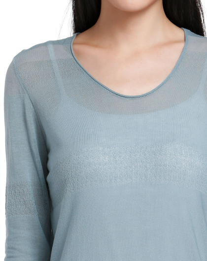 暗灰蓝色休闲百搭圆领长袖长款针织衫