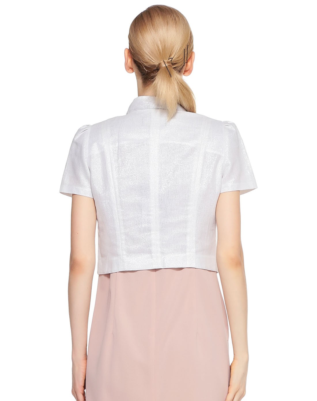 银白色都市时尚短袖短款外套