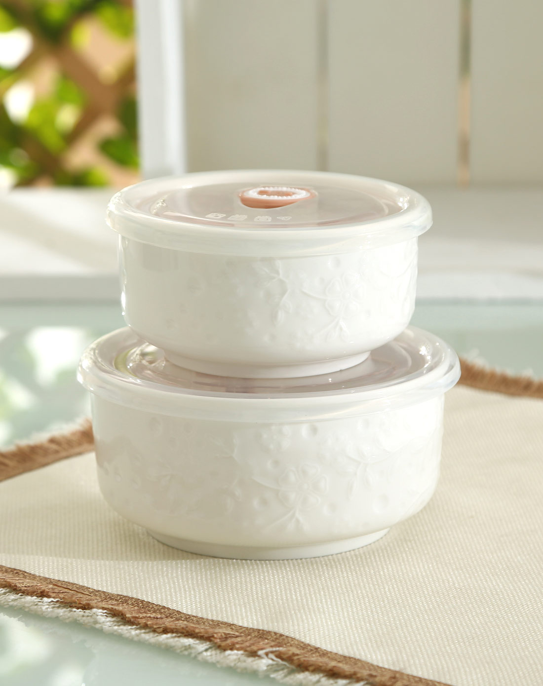 【两件起售】一抹金艳骨玉瓷保鲜碗2件套