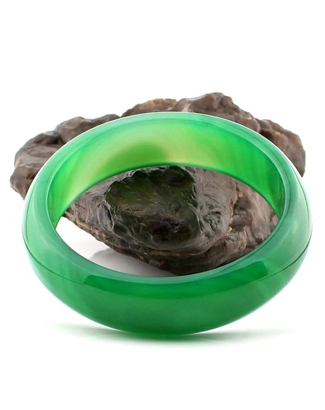 女款绿色3a级巴西绿玛瑙手镯厚壁款a(附证书)