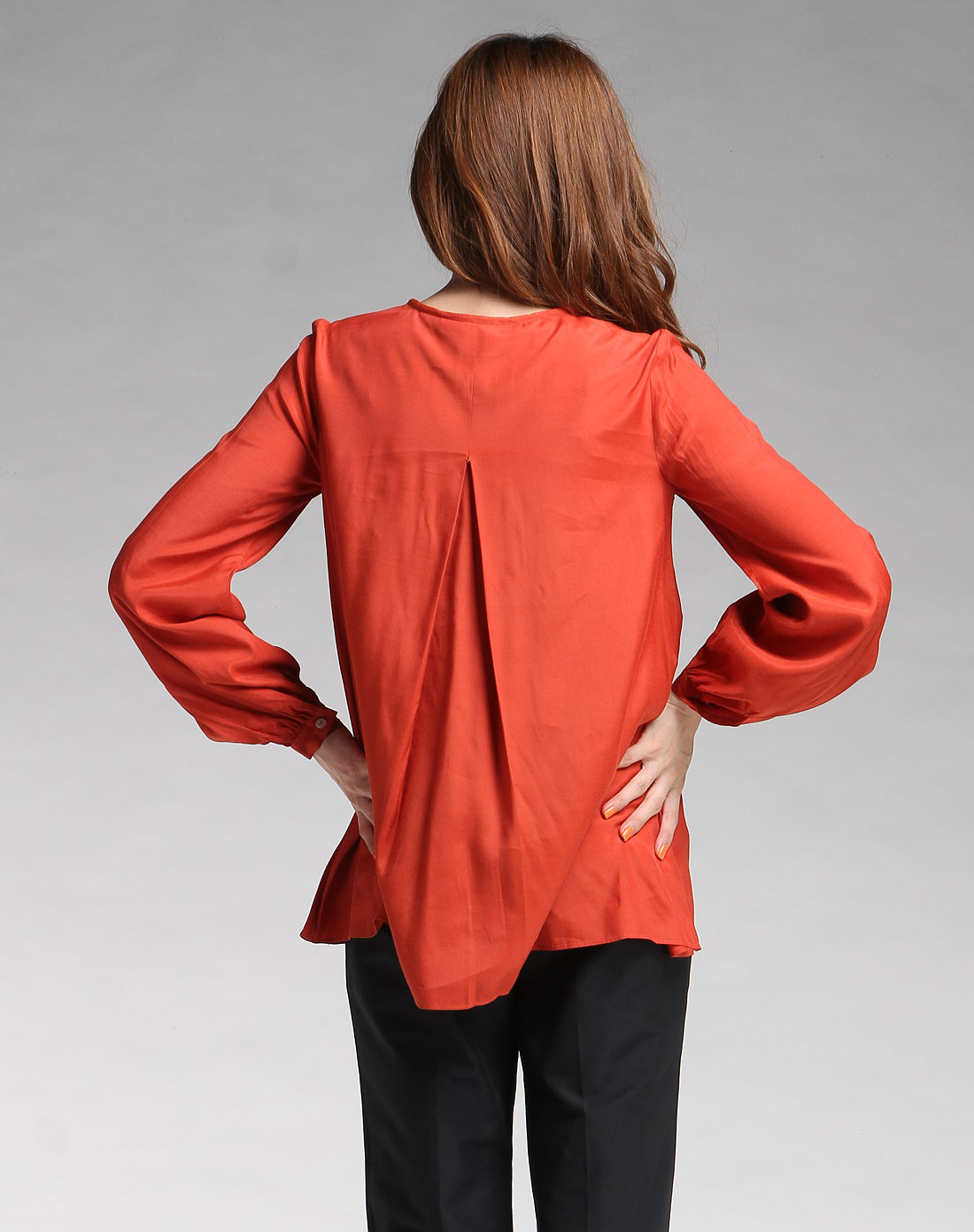 max studio橘红色时尚长袖上衣m0a307a36t857_唯品会