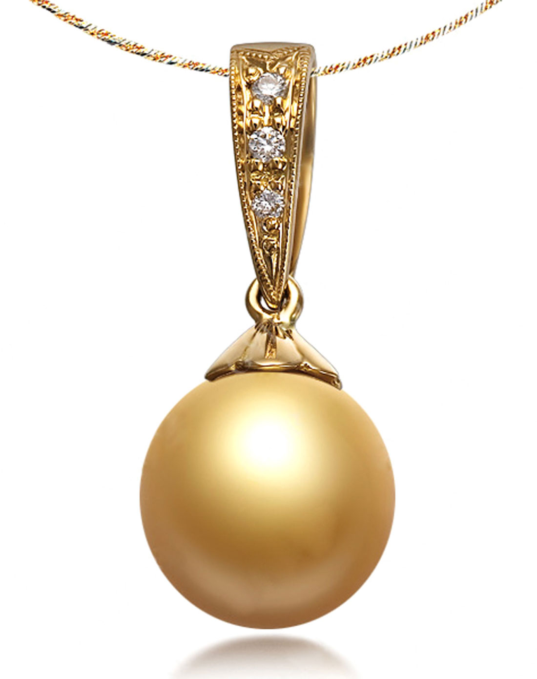 黄18k金南洋金珍珠吊坠