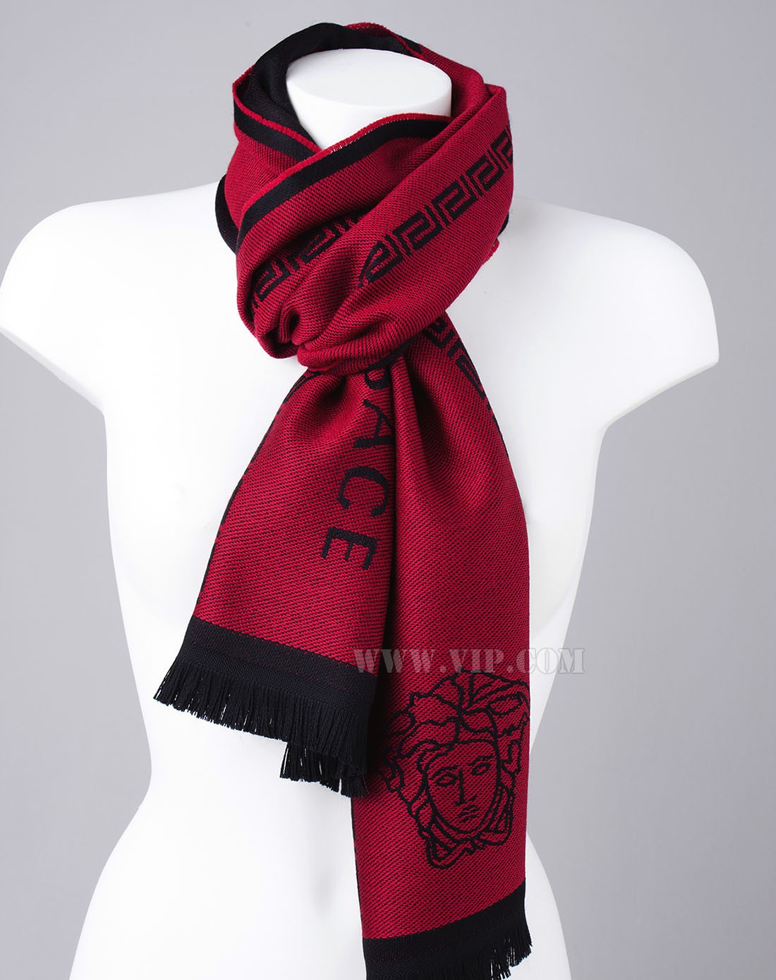 versace 男士经典logo撞色羊毛保暖围巾