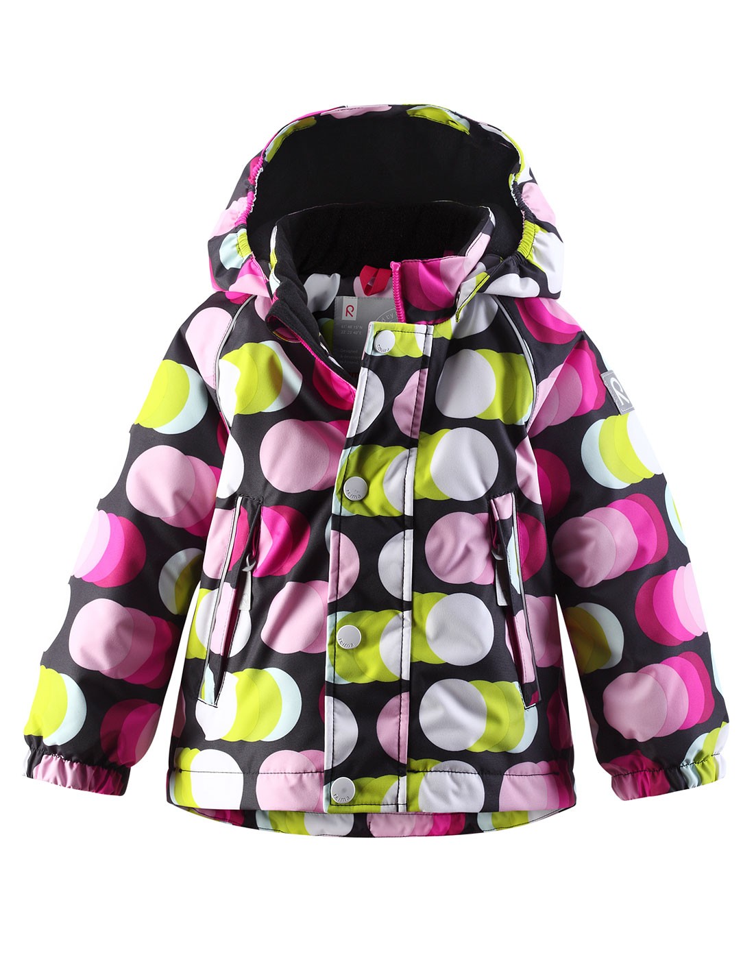 芬兰reima顶级户外童装专场 > 女小童款粉配黄色连帽长袖棉服 波点