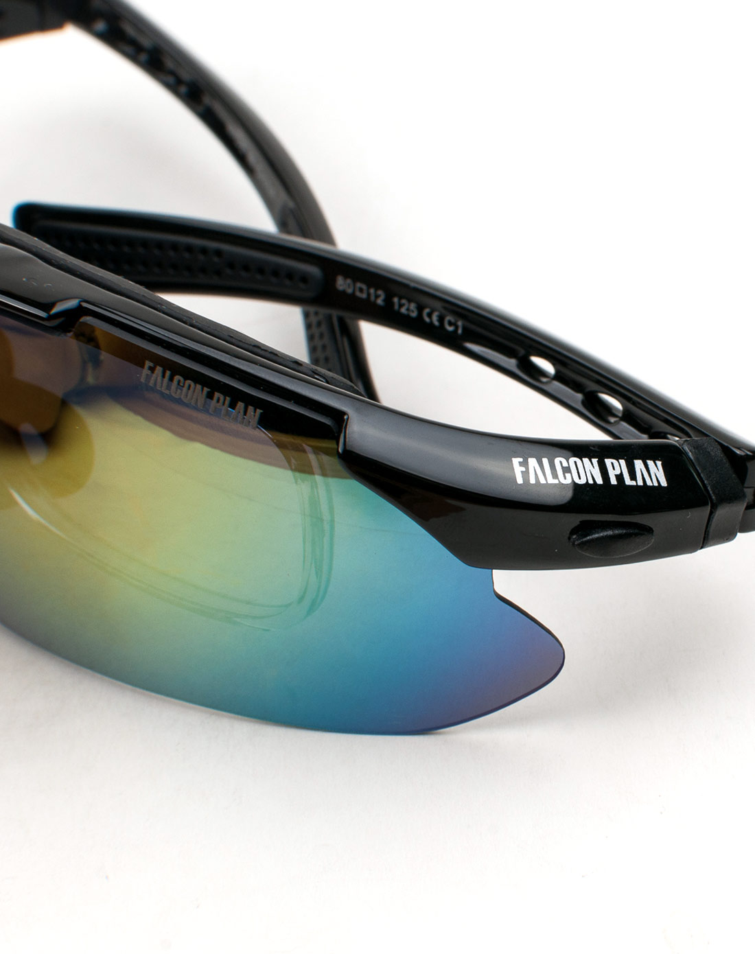 中性黑色户外骑行眼镜 炫酷彩色反光镜片