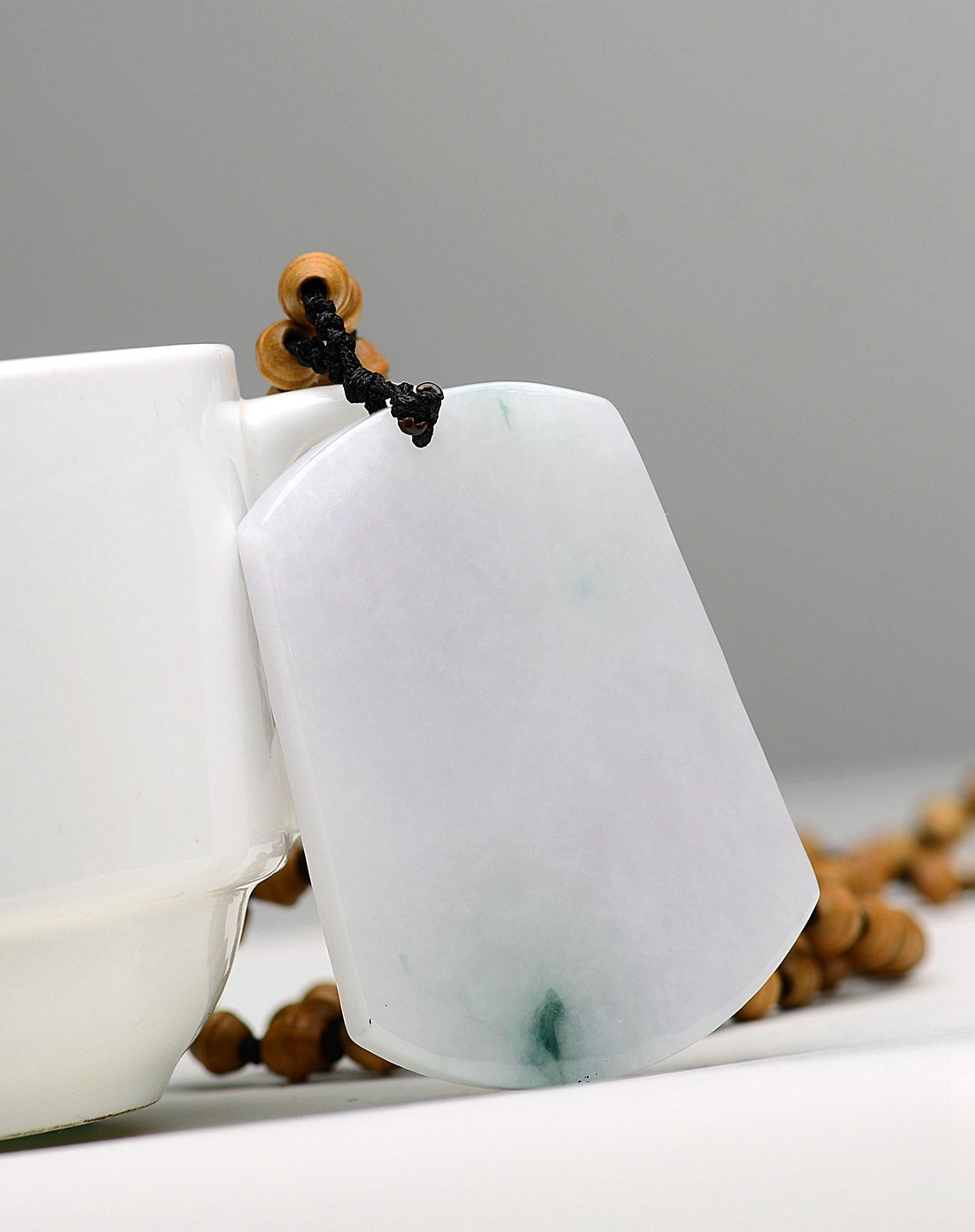 a货翡翠糯种飘花细腻登科及第吊坠