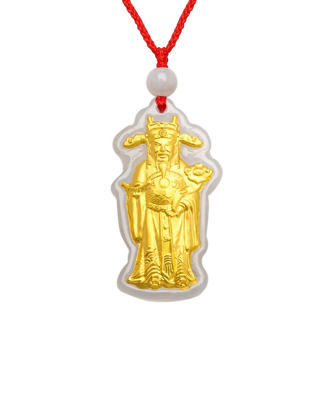 千足金财神爷天然翡翠吊坠